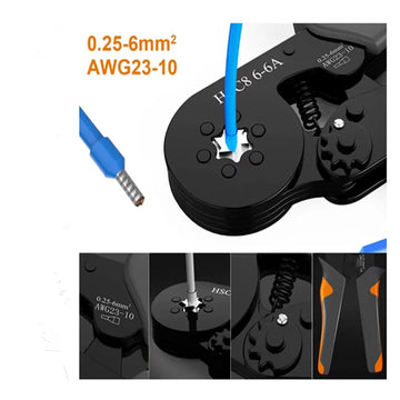 Hexagonal Self-Adjustable Ratchet Ferrule Crimping Tool Kit 23-10AWG 0.25-6mm² Crimper Kit with 400-2000pcs Wire Terminals Apsilon
