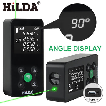 HILDA 50/100/120M Laser Rangefinder Red/Green Light Laser Distance Digital Tape Rechargeable and Measurable Angle Laser Measure Apsilon