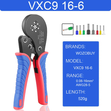 Tubular Terminal Crimper Kit 0.08-16mm² /0.25-10mm² HSC8 6-4/6-6/16-6 Electrical Crimping Pliers Clamp Sets Wire Tips Hand Tools Apsilon