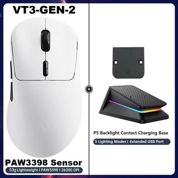 Rapoo VT3 GEN-2 Wireless Gaming Mouse 53g Lightweight 8KHz Polling Rate 26000DPI 10 Programmable Buttons Optical Sensor Apsilon