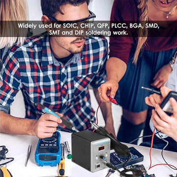 Podofo 2-in-1 Soldering Station, Hot Air Rework and Soldering Iron Station with Digital Temperature Correction  Function Apsilon