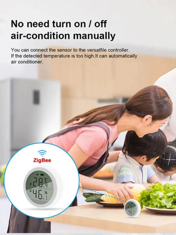 Work with Tuya Smart ZigBee Thermometer Home Indoor Temperature And Humidity Se nsor LCD Display APP Voice Control Alexa Google Home Assistant Apsilon