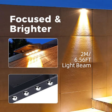 2 Pack Solar Wall Lights 4 LED Solar Fence Lights Outdoor Waterproof Solar Deck Lights Wall Lights for Fence Post Yard Pathway Apsilon