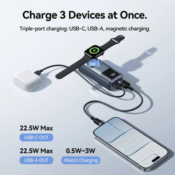 Vention 10000mAh Mini Power Bank 22.5W Fast Charging for iPhone 17 16 Magnetic Wireless Charger for Apple Watch Series 11 10 9 Apsilon