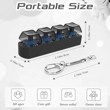4Keys Finger Button Anti-stress Toys Mechanical Keyboard Keycaps Office Decompression Calming Keychain Gifts for Children Adults Apsilon
