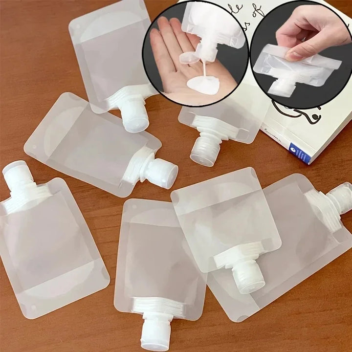 5Pcs Travel Bottles Empty Squeeze Bag Refillable Lotion Dispenser Bag Shampoo Toiletries Liquid Cosmetic Container Storage Pouch Apsilon