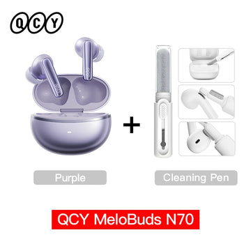 QCY MeloBuds N70 Adaptive ANC Wireless Earbuds Bluetooth 6.0 LDAC Hi-Res Audio 6 Mics Wireless Charging Earphones 50Hrs IPX5 Apsilon