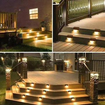 4/8/12Pcs Solar Deck Lights Outdoor Waterproof LED Fence Lights Step Garden Decorate Lamp for Patio Stairs Railing Pathway Apsilon