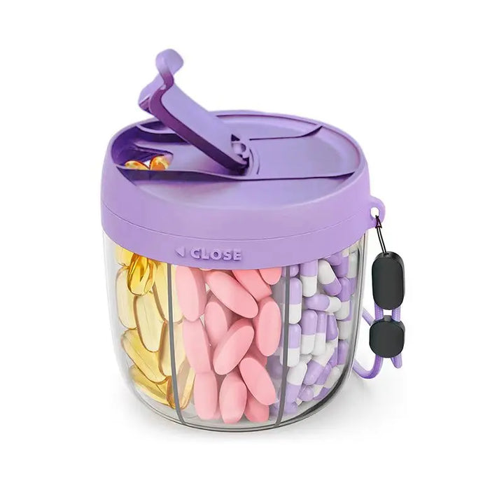 Portable 7-Compartment Vitamin Supplement Storage Box Energy Boost Capsule Organizer with Confusion-Reducing Design Apsilon