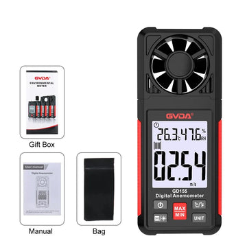 GVDA Digital Anemometer Handheld Wind Speed Meter GD155 for Measuring Wind Speed Temperature and Wind Chill with Backlight LCD Apsilon