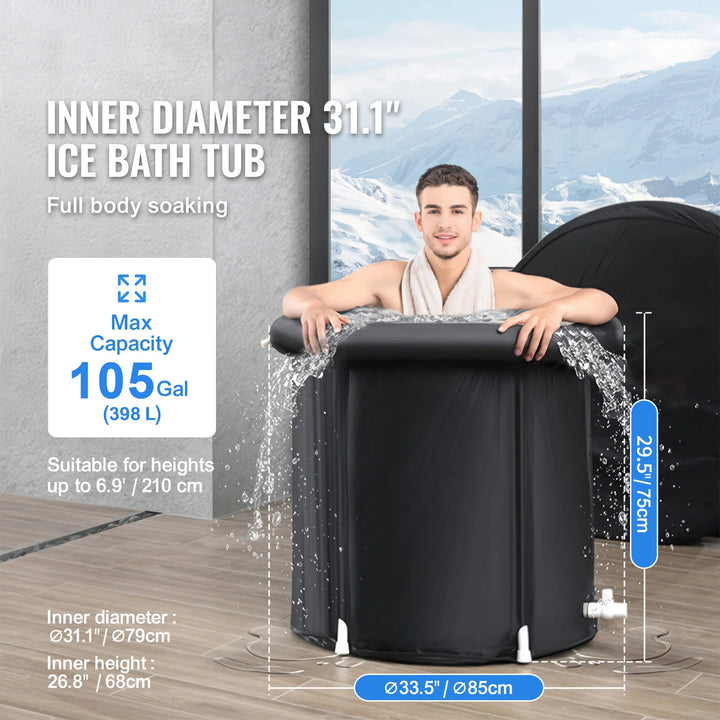SucceBuy Ice Bath Tub Cold Water Therapy Plunge Tub for Athletes Portable Outdoor Ice Barrel Plunge Pool Inflatable Ice Bathtub