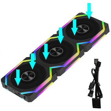 JUMPEAK CS120 ARGB Cooling Fan 360mm Modular Stackable Splicing PWM Silent 120mm RGB Fans Kit For Gaming PC Case Water Cooler Apsilon
