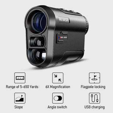 REVASRI 600M/Yard Golf Laser Rangefinder with Slope Compensation Flagpole Lock Vibration USB-C Rechargeable for Golfing Apsilon