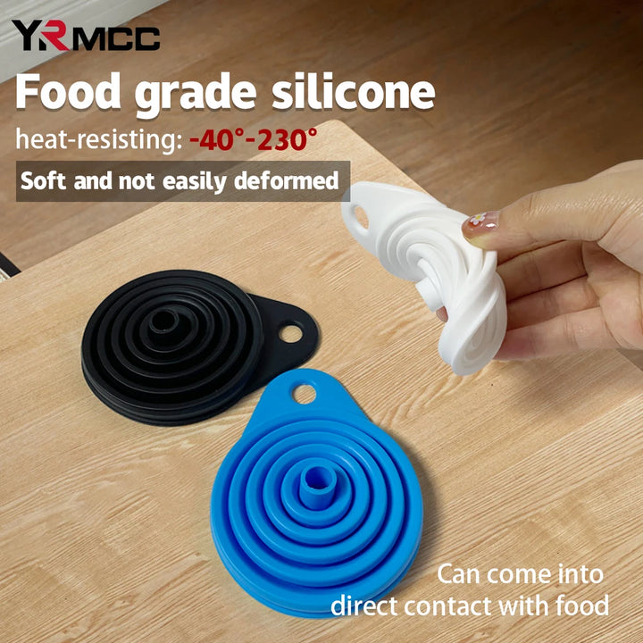 2Pcs Foldable Car Engine Funnel Silicone Liquid Funnel Washer Engine Oil Petrol Change Tools for Motorcycle Car Acesssories Apsilon