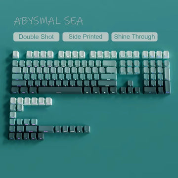 135 Keys Gradient Green Shine Through Keycaps Side Printed PBT Double Shot Keycaps OEM Profile for MX Switches Gaming Keyboards Apsilon