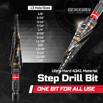 Geinxurn 58Pcs Tools Set Packaged with Impact Screwdriver Bits,Mini Wrech,Step Drill,Socket Adapter and Bit Holder for DIY Apsilon