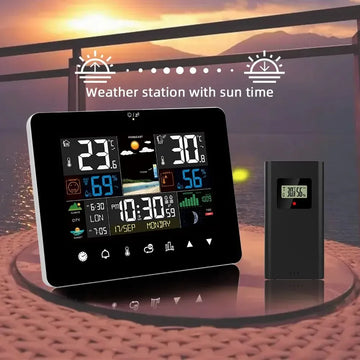 Multifunction Weather Station Alarm Clock Thermometer Hygrometer Touch Screen Wireless Sensor Sunrise Sunset Hygrothermograph Apsilon