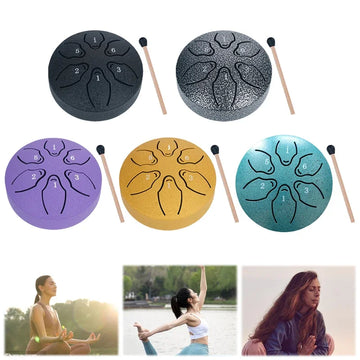 3 Inch Steel Tongue Drum - 6 Tone Handheld Instrument for Meditation & Yoga, Perfect Musical Gift for Beginners Apsilon