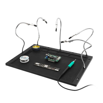 HTM Third Hand Soldering Holder Tool Soldering Station With High Temperature Resistant Silicone Pad 5pc Flexible Arms Apsilon