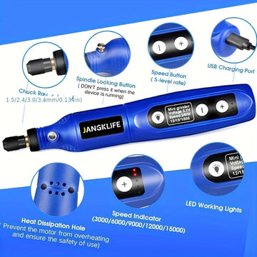 JANGKLIFE USB Cordless Rotary Tool Kit Woodworking Engraving Pen DIY For Jewelry Metal Glass Mini Wireless Drill Apsilon