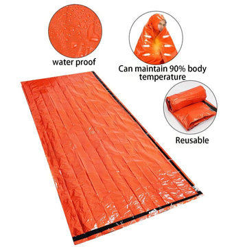 Portable Waterproof Emergency Survival Sleeping Bag Outdoor Edc Camping Gear Thermal Sack First Aid Rescue Kit Mylar Blanket Apsilon