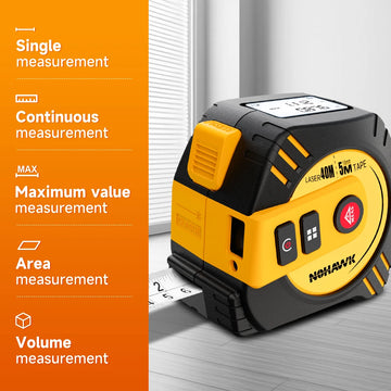Nohawk 40m/80m Laser Tape Measure Tape Measure Measuring Tool Laser Distance Meter Steel Tape Measure USB Rechargeable Apsilon