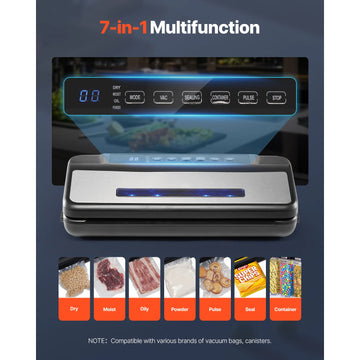 SucceBuy 80Kpa 120W Electric Vacuum Sealer Machine 7-in-1 Wet Food Sealer with Free 10pcs Vacuum Bags for Kitchen Food Storage Apsilon