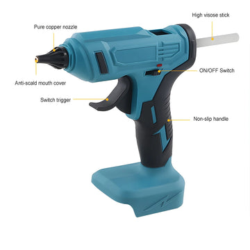 Podofo Electric Hot Melt Glue Gun Cordless Hot Melt Glue Gun With 11mm Glue Sticks Home DIY Repair Tool for Makita 18V Battery Apsilon