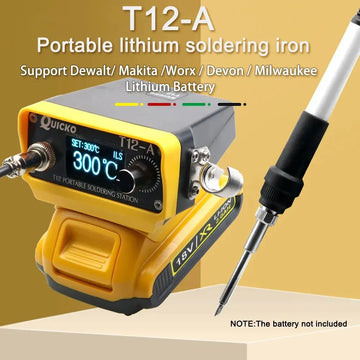 72W T12 Cordless Soldering Station Solder Iron for Dewalt/Makita/Milwaukee/Worx Battery 20V Max Li-ion Battery for DIY Repair Apsilon
