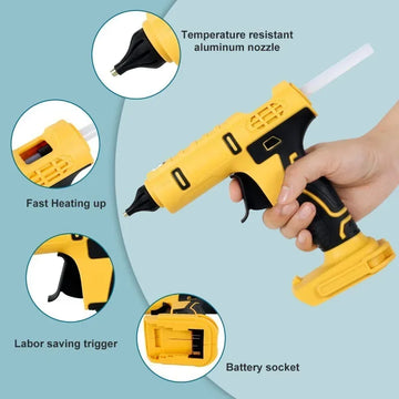 Cordless Electric Handheld Hot Glue Gun Repair Hot Melt Welding Hot Air Gun Anti-scald Nozzle with 10 Sticks for Dewalt Battery Apsilon