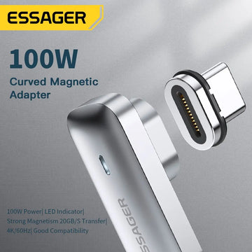 Essager PD 100W Magnetic USB C OTG Adapter Fast Charging Type C Magnet Connector 20Gbp Data Sync 4K@60Hz For Macbook Laptop Apsilon