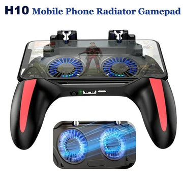 H10 4 Fingers Mobile Phone Game Handle with Radiator Aim Shooting Gamepad Joystick Controller for IOS Android Gaming Accessories Apsilon