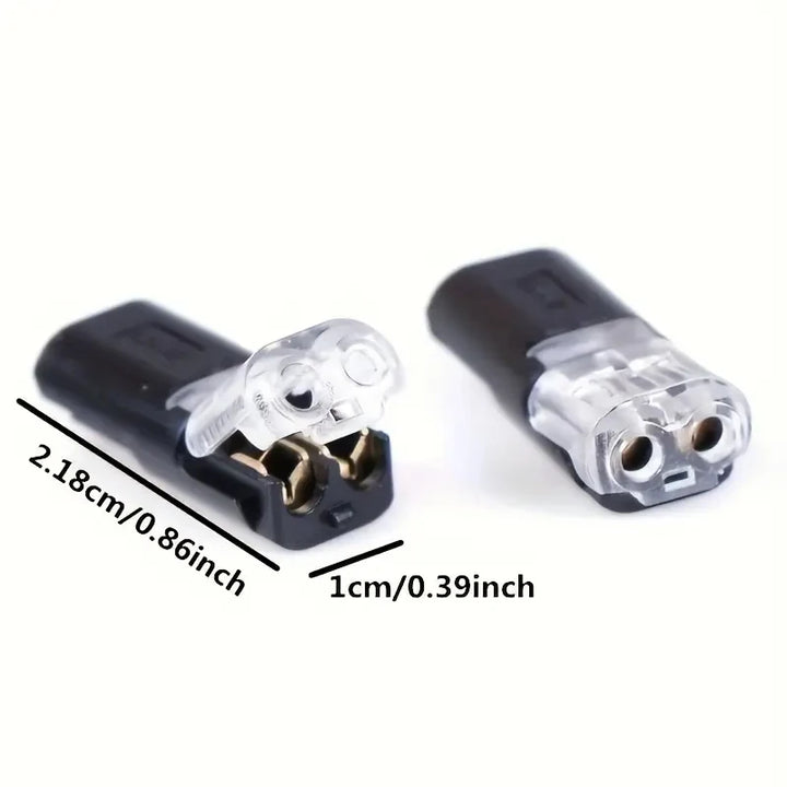 20/50/100 Pack of H2 2-Pin Pluggable Wire Connectors, Nylon Insulated Copper Quick-Connect Terminal Blocks, Suitable for Low-Voltage Cables, No Power Mode Required, No Electronic Components Apsilon
