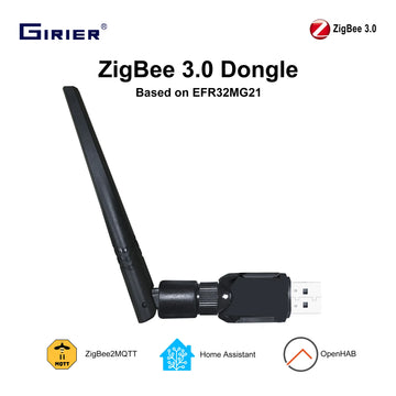 GIRIER ZigBee 3.0 Dongle USB Gateway, Universal ZigBee Gateway with Antenna Compatible with Home Assistant OpenHAB ZigBee2MQTT Apsilon