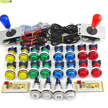2 Player DIY Arcade Game Kit for PC Raspberry Pi with LED Push Buttons American Style Joystick USB Encoder Cables Mame Jamma Apsilon