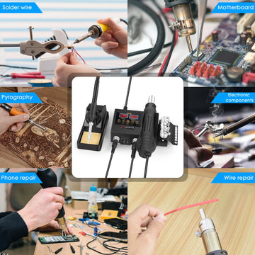 8898 2 in 1 Soldering Station Digital Display Hot Air Gun Welding Rework For Cell-Phone BGA SMD PCB IC Repair Solder Iron Tools Apsilon