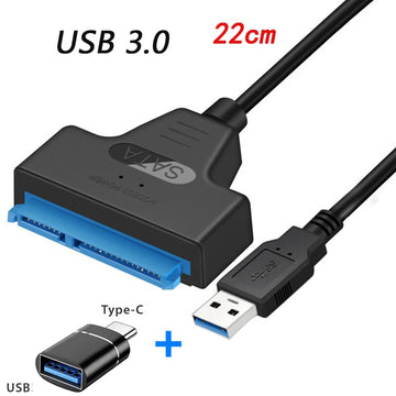 SATA to USB 3.0/2.0/Type-C Adapter Sata Cable Up To 6 Gbps Support 2.5 Inch External HDD SSD Hard Drive 22 Pin Sata III Cable Apsilon