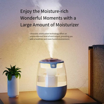 Air Humidifier Aroma Humidifier Double Spray Port Essential Oil Diffuser USB Water Humidifier with Light for Home Office Apsilon