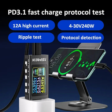 KWS-X1 4V-30V 12A Type C Tester Voltmeter Ammeter TYPE-C Fast Charge Detection Trigger Capacity Measurement Ripple Measurement Apsilon