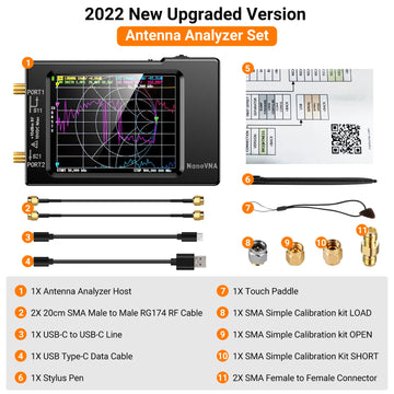 NanoVNA-H Vector Network Antenna Analyzer 10KHz-1.5GHz MF HF VHF UHF W/ Shell SD Card Slot Supprt 32G Digital Nano VNA-H Tester Apsilon