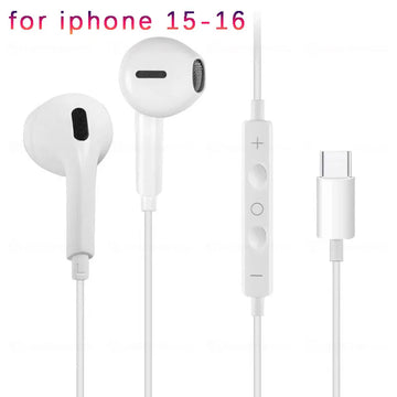 Wired Earphones Type c Earbuds for Apple Lightning Headphones with Line Iphone 5 6 8 7 Plus X XS MAX XR 10 11 12 13 14 Pro 15 16 Apsilon