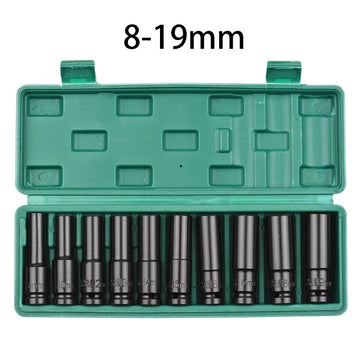 1/2Inch Drive 6-Point Impact Socket Set 10-Piece Metric Sizes 8-24m/10-24mm Carbon Steel Impact Socket Set with Hard Storage Box Apsilon