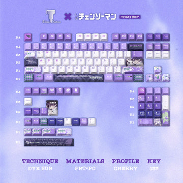 REZE Anime Theme Keycaps Set Customized PBT Sublimation Cherry Profile Keyboard Keycaps for Mechanical Keyboard Accessories Girl Apsilon