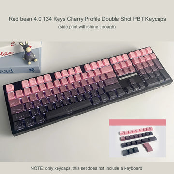 Red Contour Side Printed Shine Through Keycaps Cherry Profile Double Shot PBT Keycap for Gateron MX Switches Mechanical Keyboard Apsilon