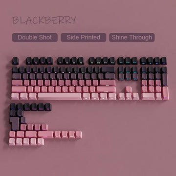 135 Keys Gradient Green Shine Through Keycaps Side Printed PBT Double Shot Keycaps OEM Profile for MX Switches Gaming Keyboards Apsilon