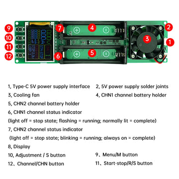 2/4/8 Channel 18650 Battery Capacity Resistance Tester Electronic Load Tester Automatic Charging and Discharging Module Apsilon
