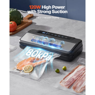 SucceBuy 80Kpa 120W Electric Vacuum Sealer Machine 7-in-1 Wet Food Sealer with Free 10pcs Vacuum Bags for Kitchen Food Storage Apsilon