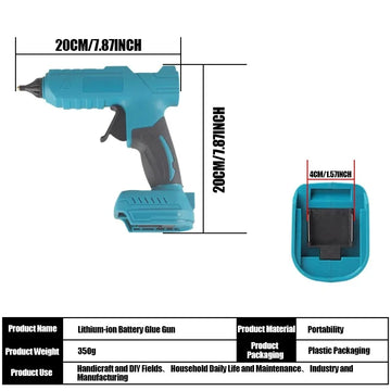 Cordless Electric Hot Melt Glue Gun 11mm Glue Stick Welding Gun Compatible with Makita 18V Battery No Battery Included Perfect Apsilon