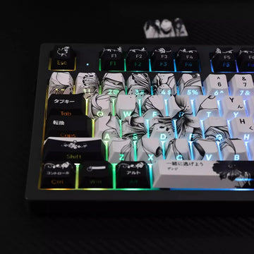 REZE Anime Theme Keycaps Set Customized PBT Sublimation Cherry Profile Keyboard Keycaps for Mechanical Keyboard Accessories Girl Apsilon