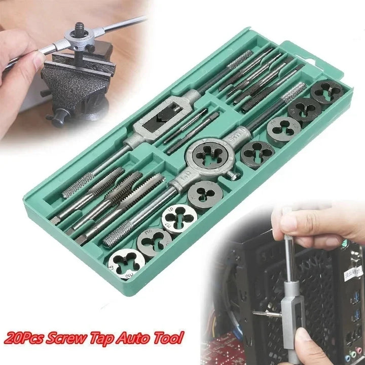 20PCS M3-M12 Male Thread Screw Threading Tap And Die Set Professional Mechanical Tools Kit For DIY Apsilon